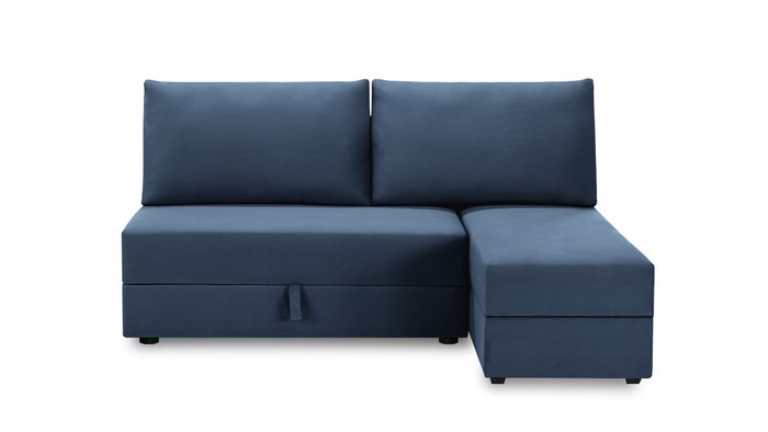 Угловой диван-кровать с оттоманкой Джелонг Лайт синего цвета - купить Угловые диваны по цене 65000.0