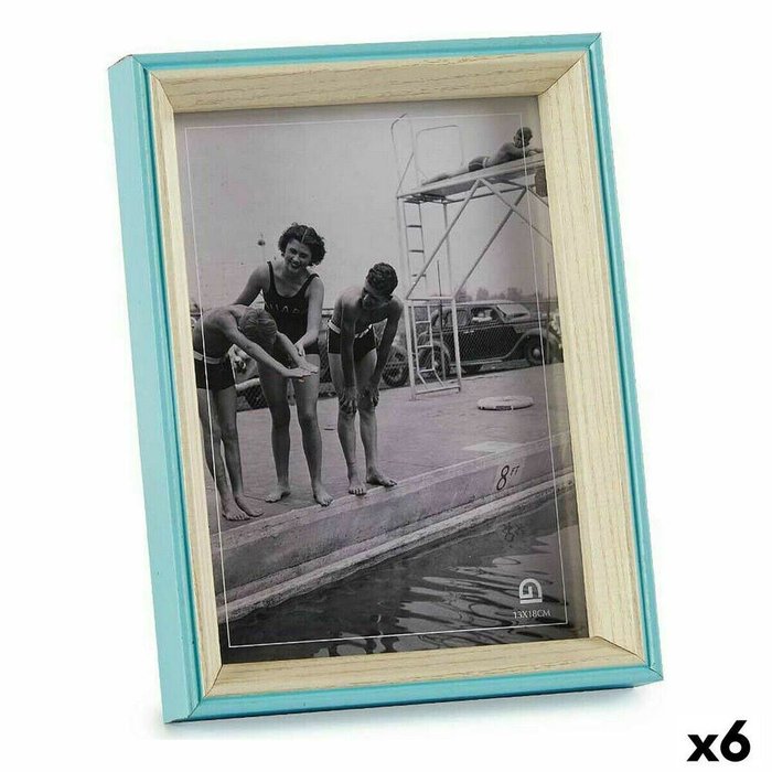 Фоторамка Стеклянный Синий Белый 3 x 20 x 15 cm Деревянный MDF (6 штук)