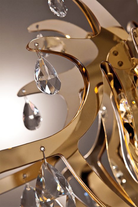Подвесной светильник Slamp "LILLIBET GOLD" из пластика с хрустальными подвесками  - лучшие Подвесные люстры в INMYROOM