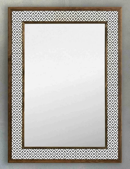 Настенное зеркало 53x73 с каменной мозаикой бело-черного цвета - купить Настенные зеркала по цене 27866.0