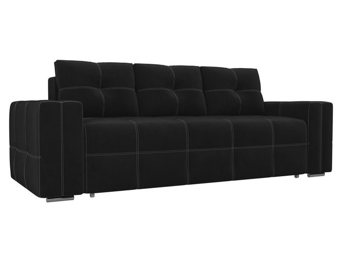Прямой диван-кровать Леос черного цвета