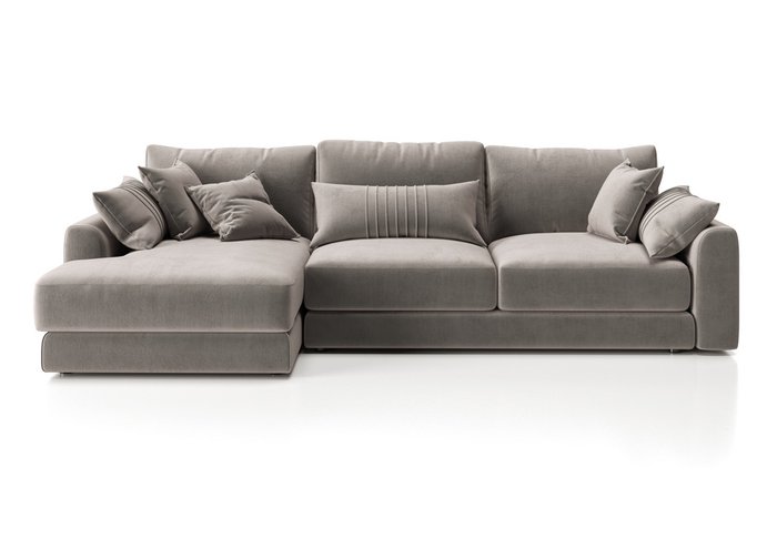 Угловой диван-кровать Шерлок с оттоманкой коричнево-серого цвета - купить Угловые диваны по цене 195840.0
