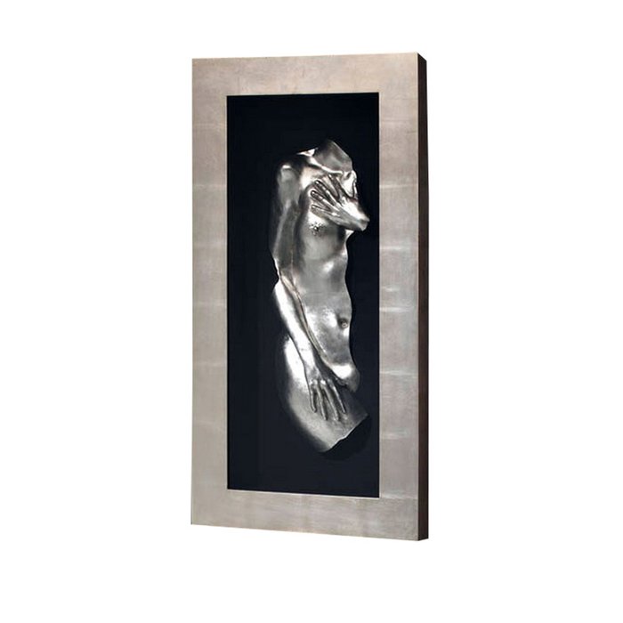 Декоративное панно в виде дамской фигуры серебряного цвета 120x60x14 см
