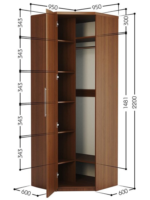 Угловой шкаф Мелодия МУ-12 95 цвета орех - лучшие Шкафы распашные в INMYROOM Угловой шкаф Мелодия МУ-12 95 цвета орех - лучшие Шкафы распашные в INMYROOM