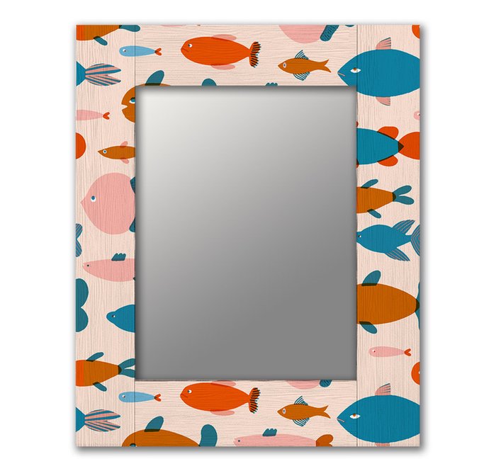 Настенное зеркало Красные рыбки 50х65 розового цвета