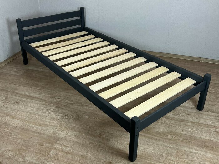Кровать односпальная Классика сосновая 90х190 цвета антрацит - лучшие Кровати для спальни в INMYROOM