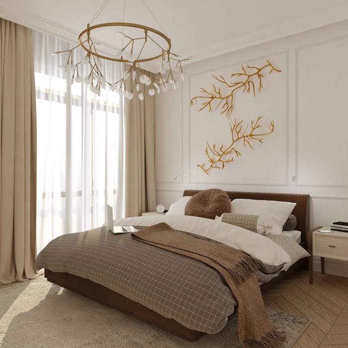 Кровать Сиена 160х200 коричневого цвета с двумя светильниками 