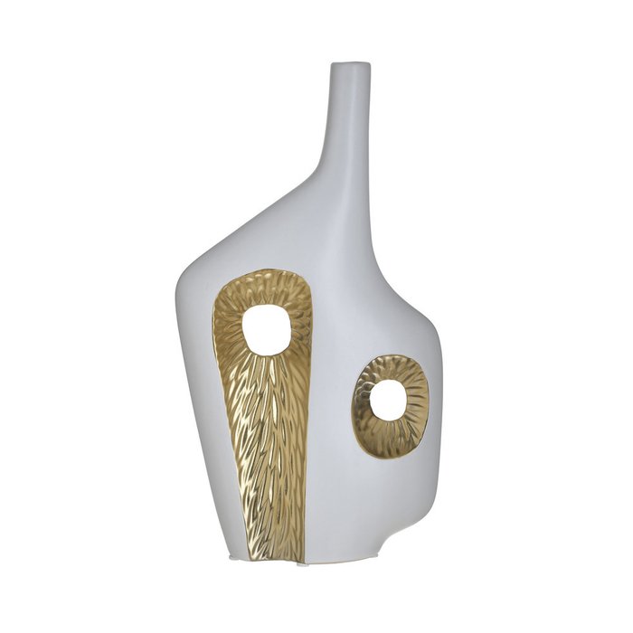 Керамическая ваза бело-золотого цвета 