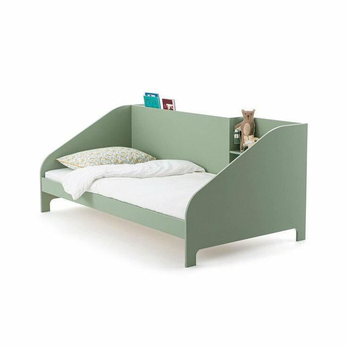 Кровать с полками и кроватным основанием Tagahe 90x190 зеленого цвета - лучшие Одноярусные кроватки в INMYROOM