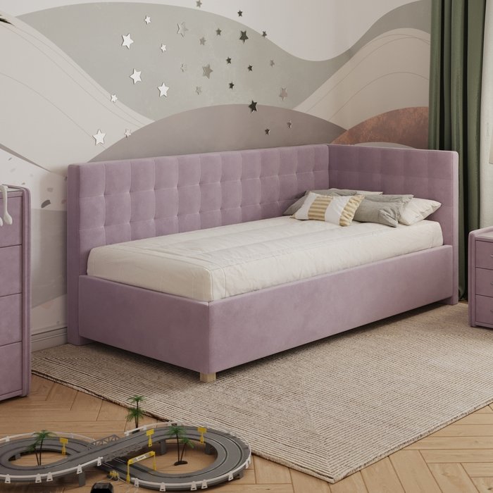 Кровать Версаль 90х200 сиреневого цвета с подъемным механизмом - купить Одноярусные кроватки по цене 37574.0