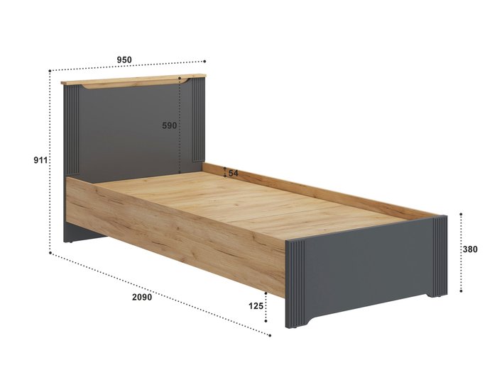 Кровать Эмилия 90х200 серо-бежевого цвета - лучшие Кровати для спальни в INMYROOM
