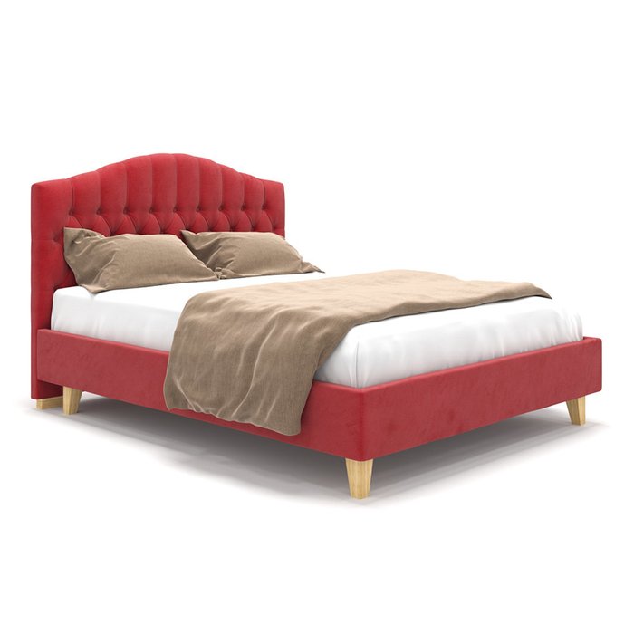 Кровать Hannah красного цвета на ножках 180х200