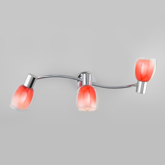 Настенный светильник со стеклянными плафонами 20119/3 красный - купить Накладные споты по цене 1260.0