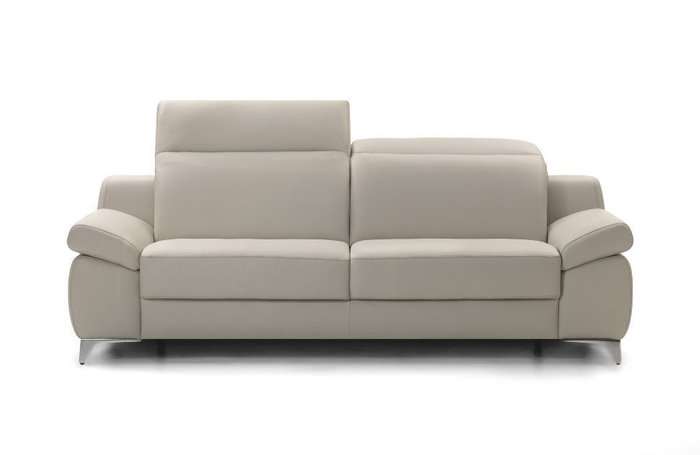 Прямой кожаный диван Levana серого цвета - купить Прямые диваны по цене 341126.0