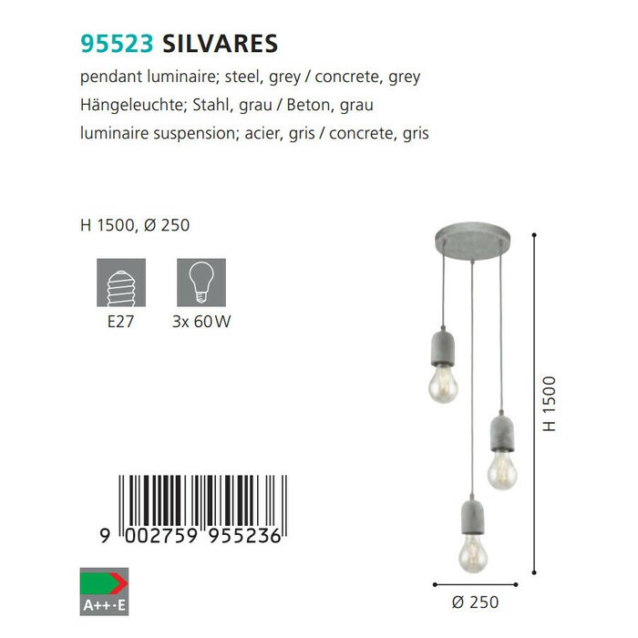 Подвесная люстра Silvares М серого цвета - купить Подвесные люстры по цене 6390.0