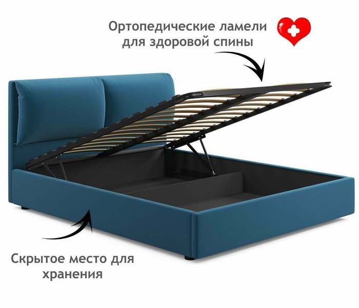 Кровать Vita 160х200 синего цвета с подъемным механизмом - лучшие Кровати для спальни в INMYROOM