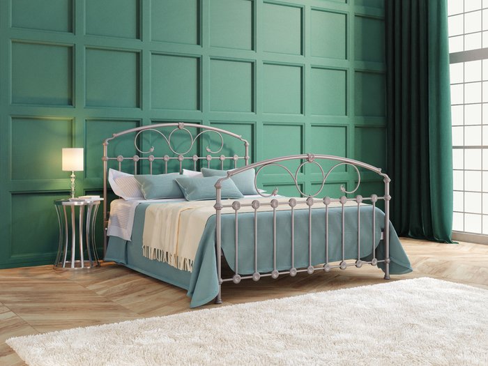 Кровать Розалин 160х200 серебряного цвета - купить Кровати для спальни по цене 69506.0