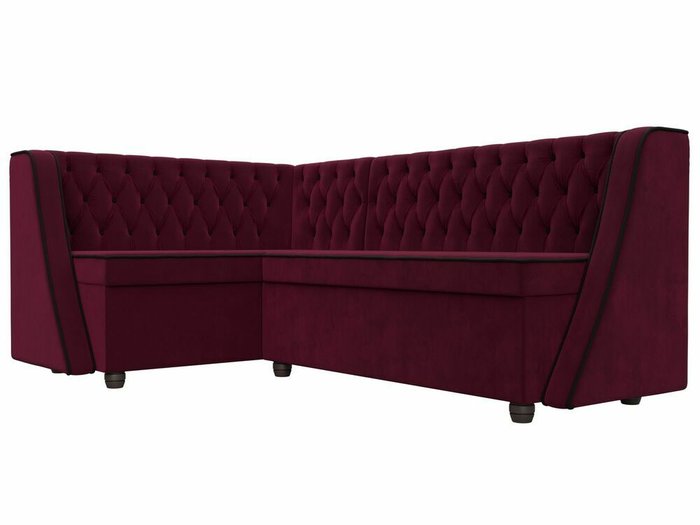 Кухонный угловой диван Лофт бордового цвета левый угол - лучшие Угловые диваны в INMYROOM