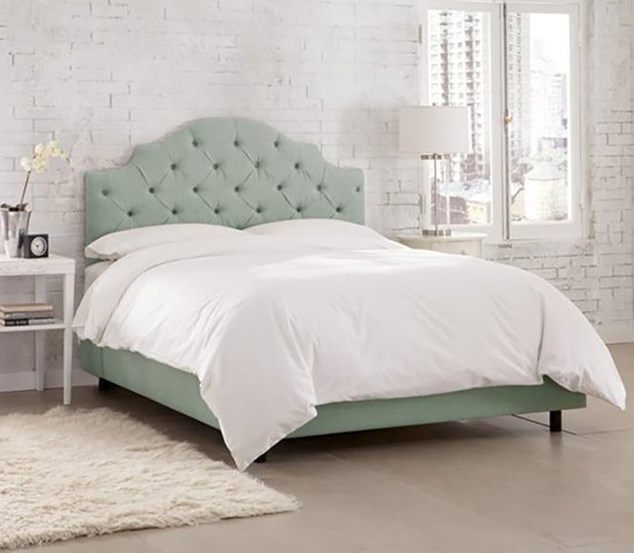 Кровать Henley Tufted Swedish Blue 160х200 серого цвета - купить Кровати для спальни по цене 104000.0