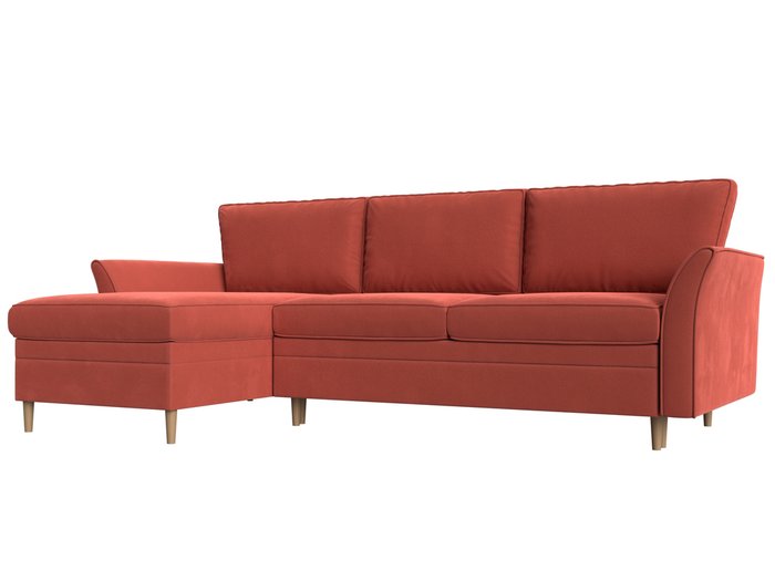 Угловой диван-кровать София кораллового цвета левый угол
