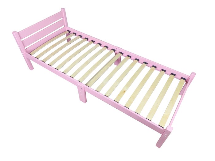 Кровать Компакт сосновая с ортопедическим основанием 60х200 розового цвета