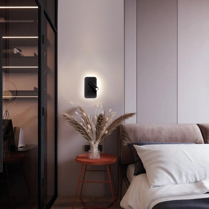 Настенный светильник Techno-LED Bedside металл LED*3W + LED*5W, 480LM, 4000K, included, switch - купить Бра и настенные светильники по цене 5600 Настенный светильник Techno-LED Bedside металл LED*3W + LED*5W, 480LM, 4000K, included, switch - купить Бра и настенные светильники по цене 5600