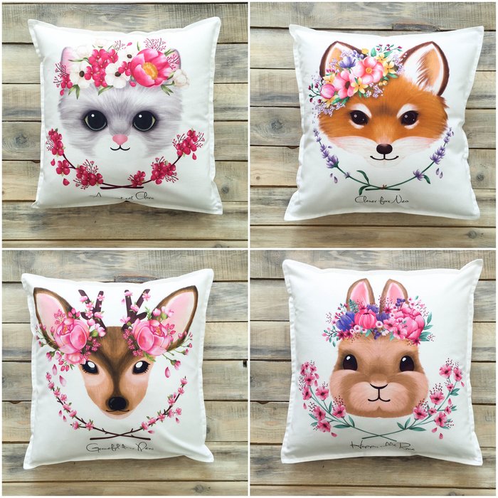 Подушка Cute Fox из 100% хлопка - купить Декоративные подушки по цене 590.0