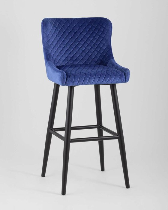 Стул барный Ститч велюр синего цвета - купить Барные стулья по цене 9690.0
