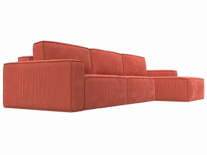 Угловой диван-кровать Прага Классик лонг кораллового цвета правый угол - лучшие Угловые диваны в INMYROOM