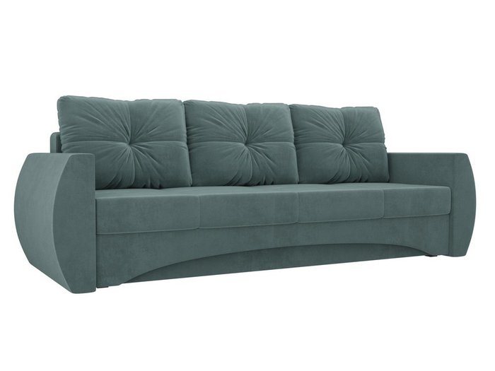 Прямой диван-кровать Сатурн темно-бирюзового цвета