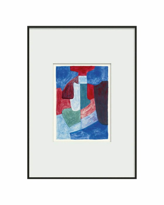 Интерьерное жикле Bleue, verte et rouge 50х70 в раме черного цвета 