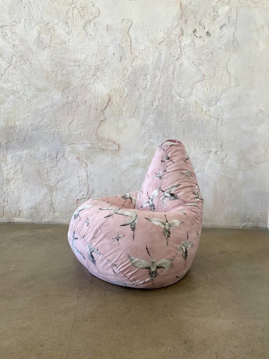 Кресло-мешок Груша Журавли 2XL розового цвета - лучшие Бескаркасная мебель в INMYROOM