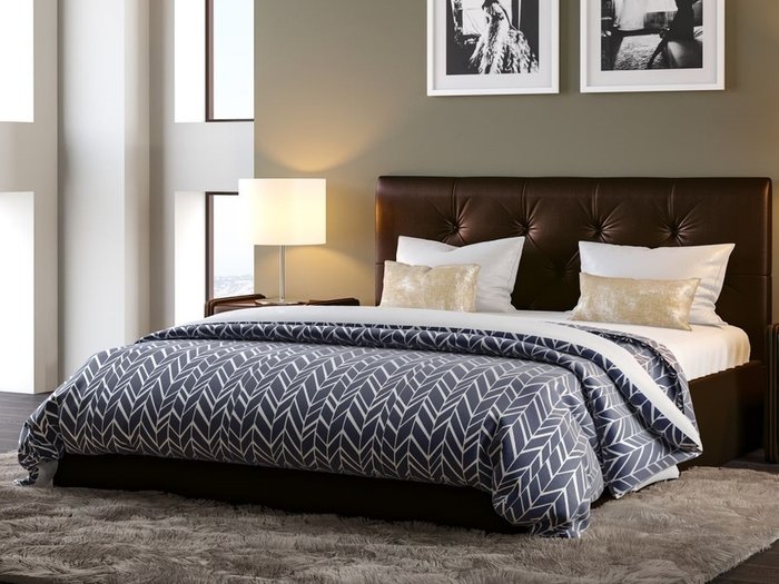 Кровать с подъемным механизмом Женева 180х200 коричневого цвета - лучшие Кровати для спальни в INMYROOM