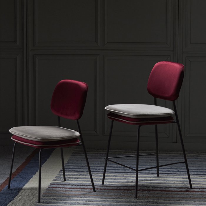 Полубарный стул Реа бордово-бежевого цвета - лучшие Барные стулья в INMYROOM