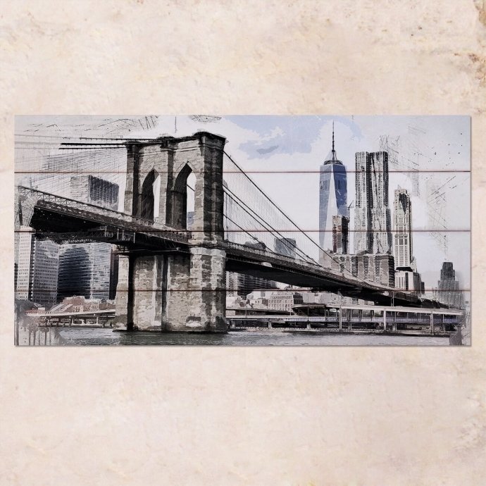 Картина на дереве Brooklyn Bridge