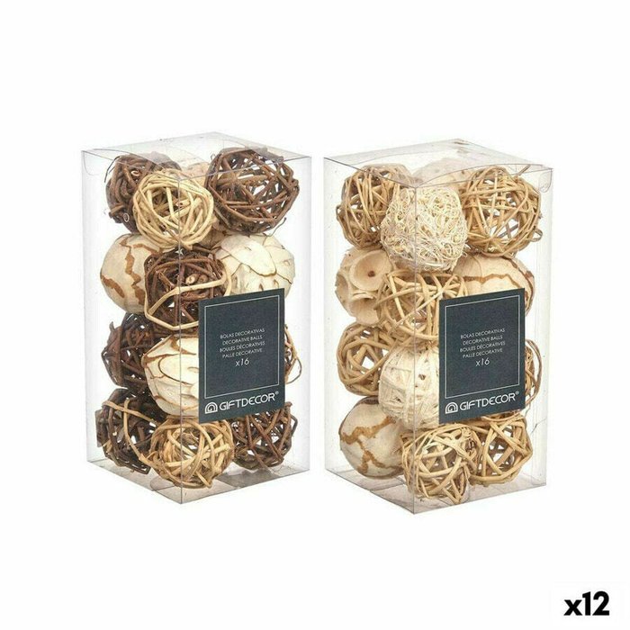 Set of Decorative Balls Белый Коричневый (12 штук) Set of Decorative Balls Белый Коричневый (12 штук)