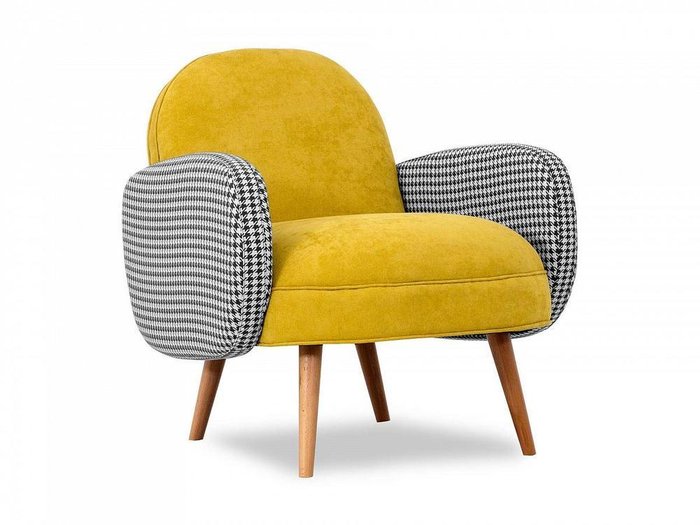 Кресло Bordo желтого цвета с коричневыми ножками 