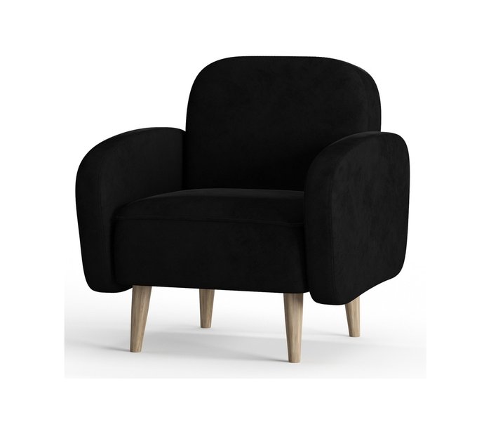 Кресло из велюра Бризби черного цвета