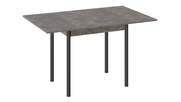 Обеденный раскладной стол Родос серого цвета на черных ножках - лучшие Обеденные столы в INMYROOM