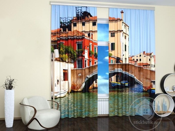 Дизайнерские фотошторы: Солнечная Венеция - купить Шторы по цене 3990.0