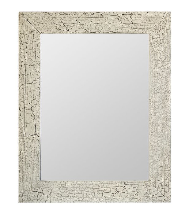 Настенное зеркало Слоновая кость в раме из массива сосны 65х65