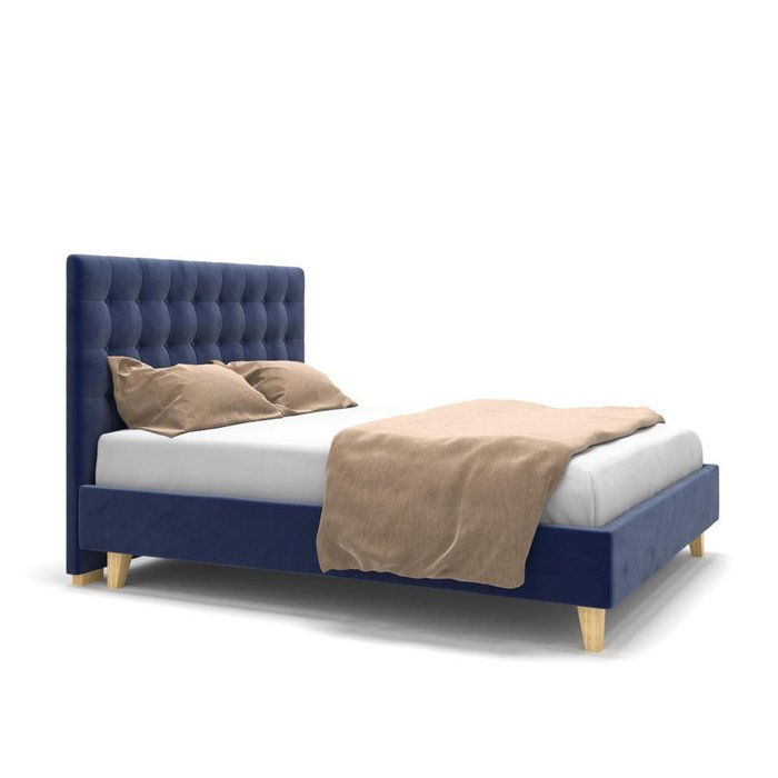 Кровать Finlay на ножках синяя 160х200 - купить Кровати для спальни по цене 56900.0
