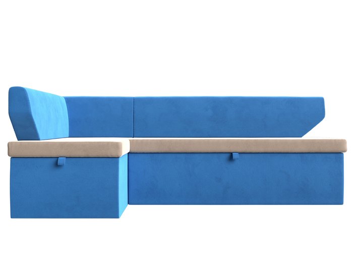 Угловой диван-кровать Омура бежево-голубого цвета левый угол - купить Угловые диваны по цене 39999.0