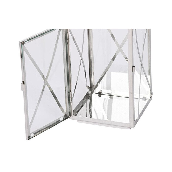 Фонарь Home ESPRIT Серебристый Стеклянный Сталь хром 16 x 15 x 32 cm (2 Предметы) - лучшие Аксессуары для гостиной в INMYROOM