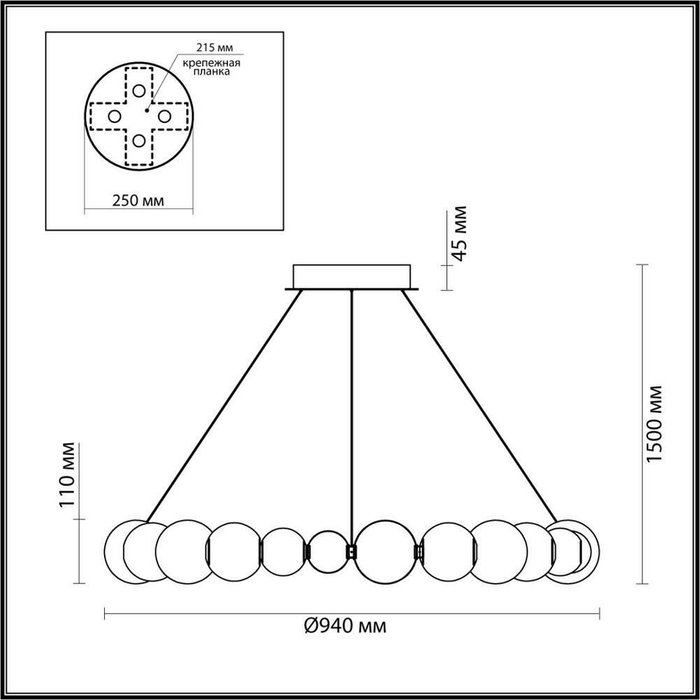 Подвесная люстра Odeon Light CRYSTAL 5007/45L - купить Подвесные люстры по цене 43120.0