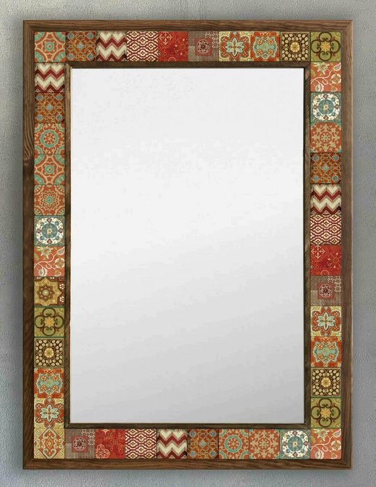 Настенное зеркало 53x73 с каменной мозаикой и композитным основанием - купить Настенные зеркала по цене 27866.0