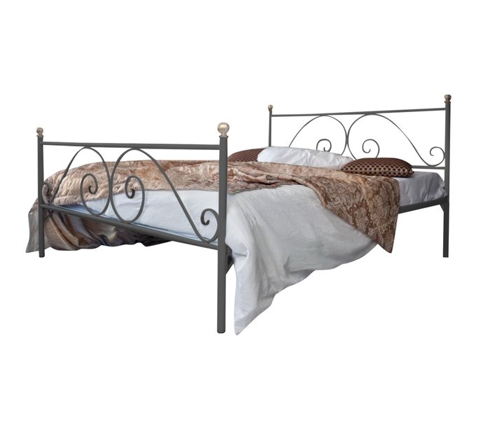 Кованая кровать Анталия 140х200 серого цвета