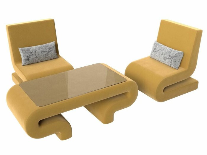 Набор мягкой мебели Волна 3 желтого цвета - лучшие Комплекты мягкой мебели в INMYROOM