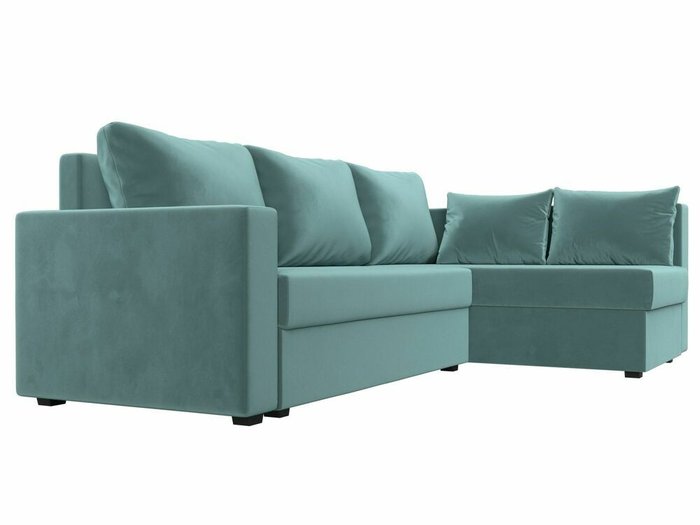 Угловой диван-кровать Мансберг бирюзового цвета правый угол - лучшие Угловые диваны в INMYROOM