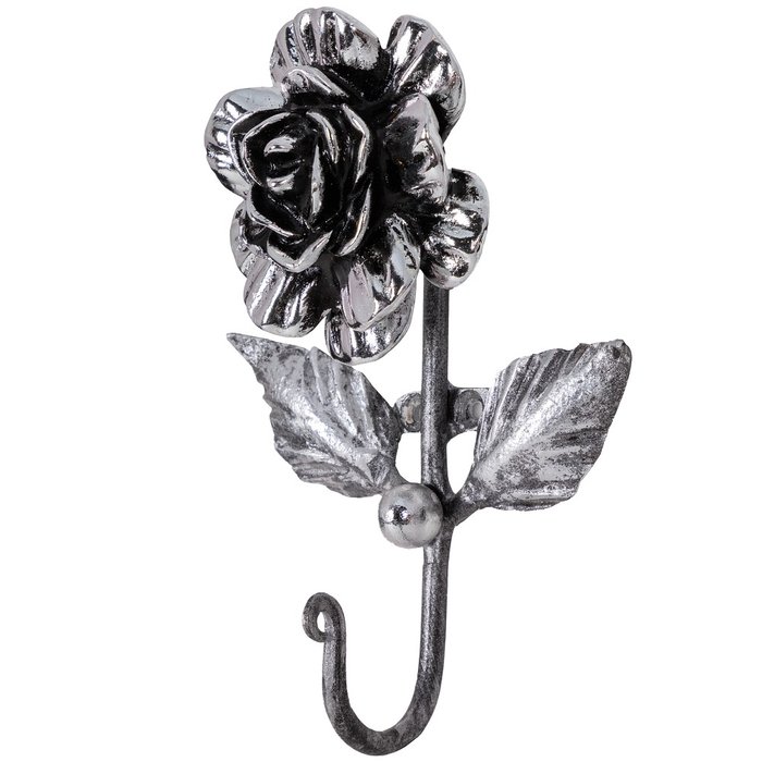 Настенный крючок Роза прованса серебряного цвета - лучшие Крючки в INMYROOM